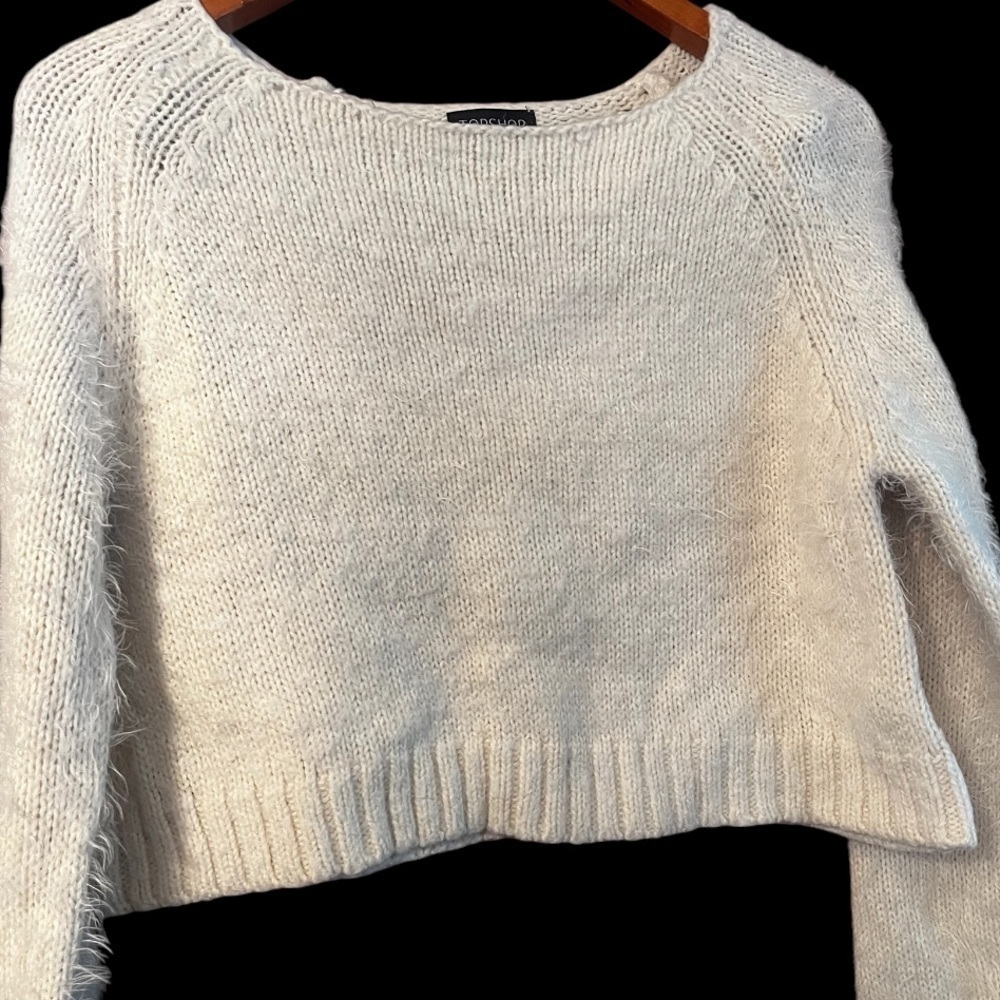 TopShop Knitted Fluffy Crop Jumper Sweater Sz 10 Women - Picture 6 of 10